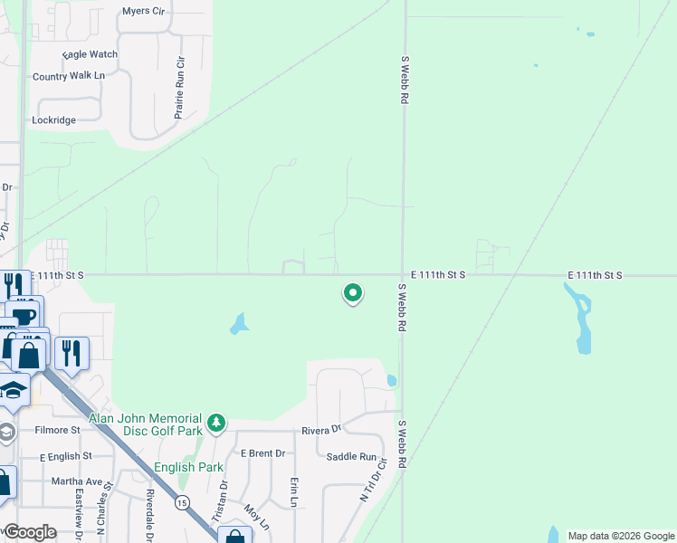 map of restaurants, bars, coffee shops, grocery stores, and more near 9001-9191 East 111th Street South in Mulvane
