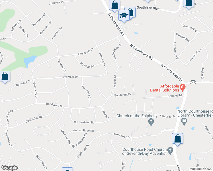 map of restaurants, bars, coffee shops, grocery stores, and more near 209 Bunnratty Road in Richmond