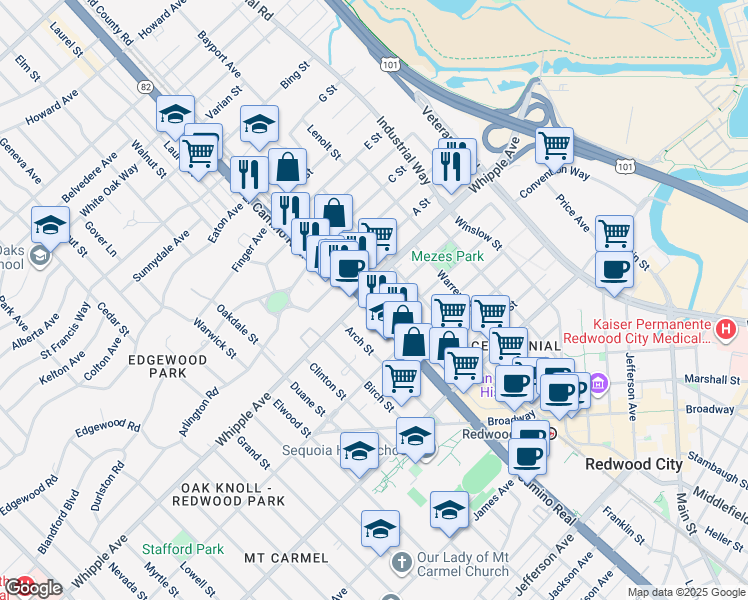 map of restaurants, bars, coffee shops, grocery stores, and more near in 
