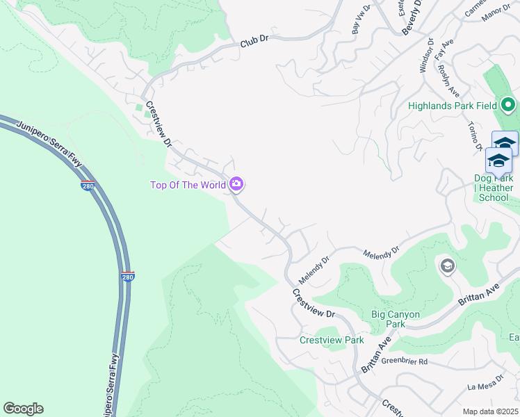 map of restaurants, bars, coffee shops, grocery stores, and more near 1 Lewis Ranch Road in San Carlos