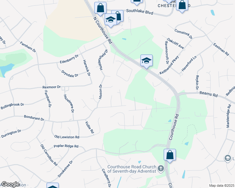 map of restaurants, bars, coffee shops, grocery stores, and more near 208 Northgate Court in Richmond