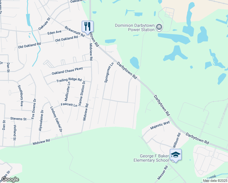 map of restaurants, bars, coffee shops, grocery stores, and more near 6365 Dawnfield Ln in Henrico
