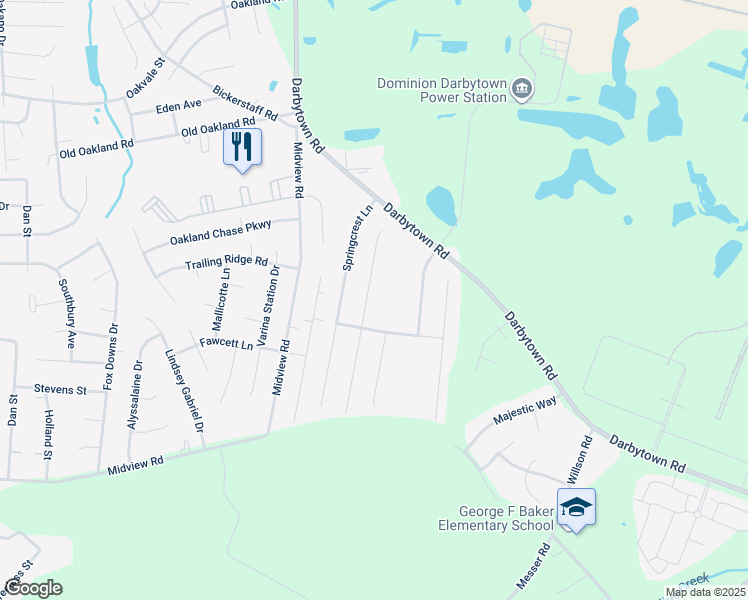 map of restaurants, bars, coffee shops, grocery stores, and more near 6365 Dawnfield Ln in Henrico