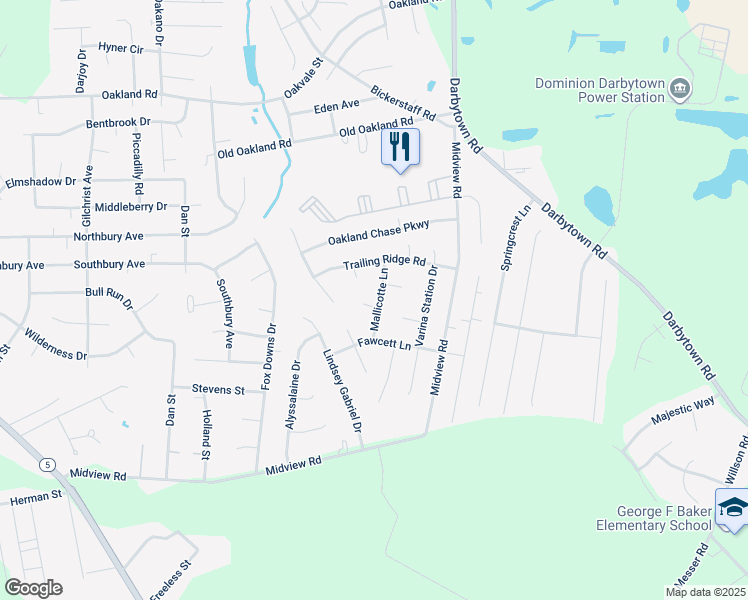 map of restaurants, bars, coffee shops, grocery stores, and more near 1512 Mallicotte Court in Richmond