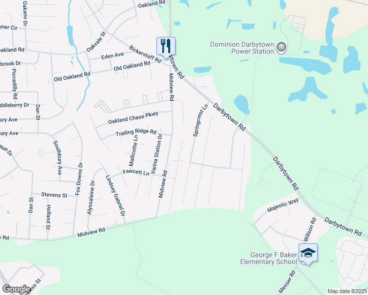 map of restaurants, bars, coffee shops, grocery stores, and more near 6415 Canesville Lane in Henrico