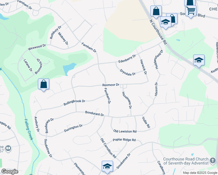 map of restaurants, bars, coffee shops, grocery stores, and more near 11641 Rexmoor Drive in Richmond