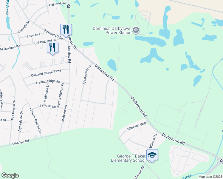 map of restaurants, bars, coffee shops, grocery stores, and more near 6312 Blossom View Lane in Richmond