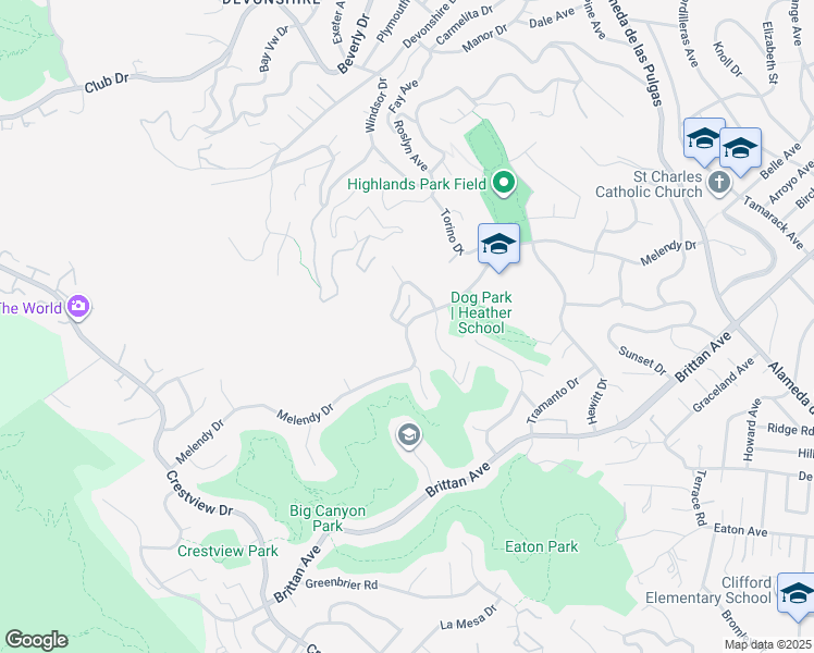 map of restaurants, bars, coffee shops, grocery stores, and more near Melendy Dr & Portofino Dr in San Carlos