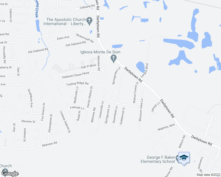 map of restaurants, bars, coffee shops, grocery stores, and more near 6360 Springcrest Lane in Richmond