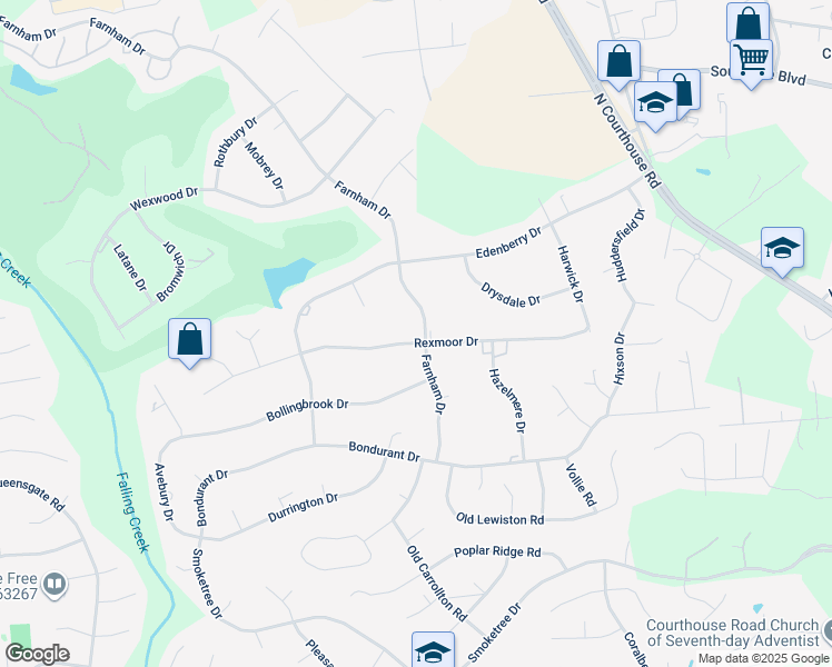 map of restaurants, bars, coffee shops, grocery stores, and more near 11641 Rexmoor Drive in Richmond