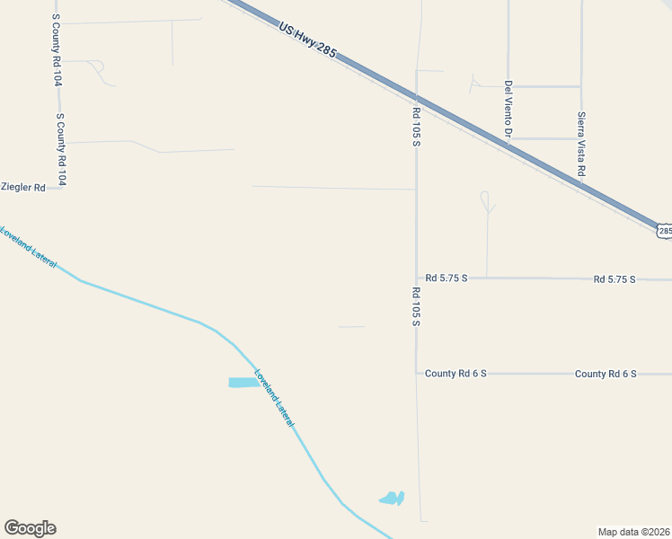 map of restaurants, bars, coffee shops, grocery stores, and more near 5767 Road 105 South in Alamosa