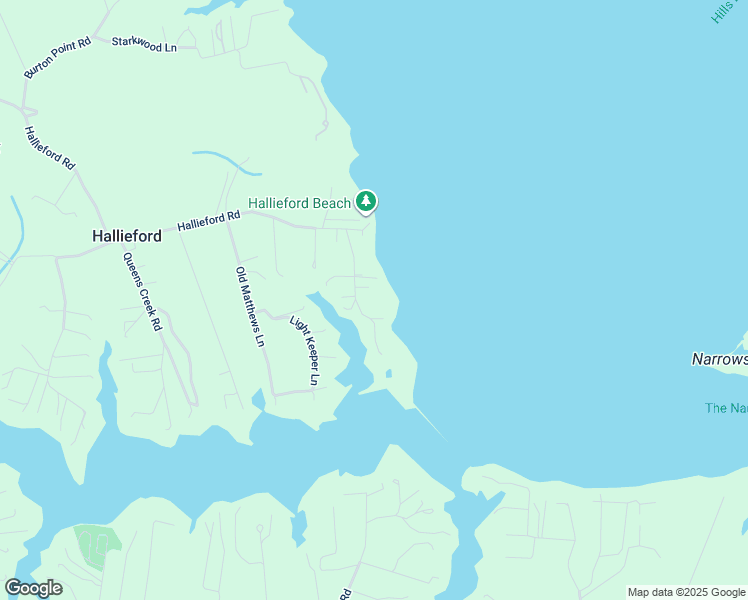 map of restaurants, bars, coffee shops, grocery stores, and more near Cow Neck Boulevard in Mathews County