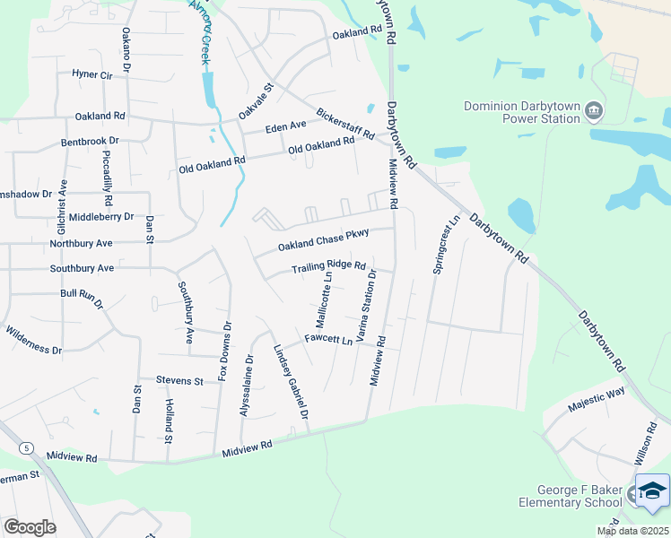 map of restaurants, bars, coffee shops, grocery stores, and more near 1601 Trailing Ridge Road in Richmond