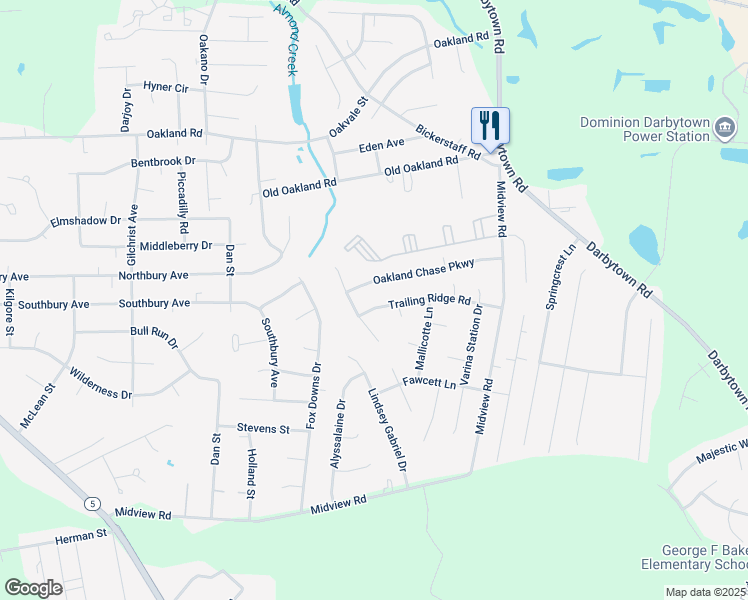 map of restaurants, bars, coffee shops, grocery stores, and more near 1408 Trailing Ridge Road in Richmond