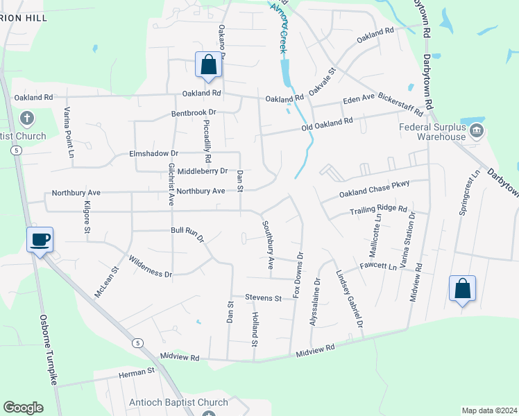 map of restaurants, bars, coffee shops, grocery stores, and more near 1702 Winesap Drive in Richmond