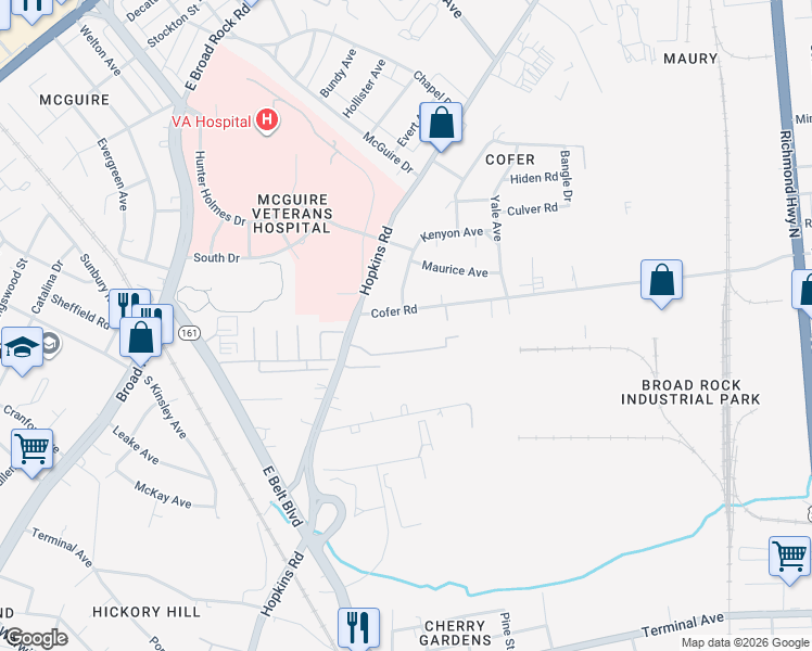 map of restaurants, bars, coffee shops, grocery stores, and more near in Richmond