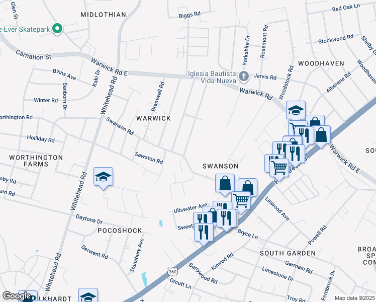 map of restaurants, bars, coffee shops, grocery stores, and more near 1067 Kingsway Road in Richmond