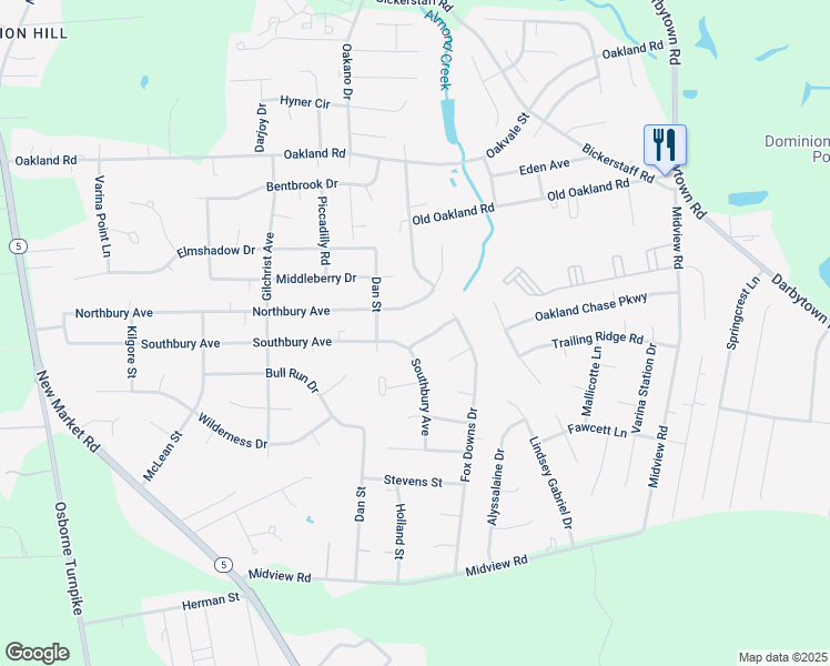 map of restaurants, bars, coffee shops, grocery stores, and more near 1706 Winesap Drive in Richmond