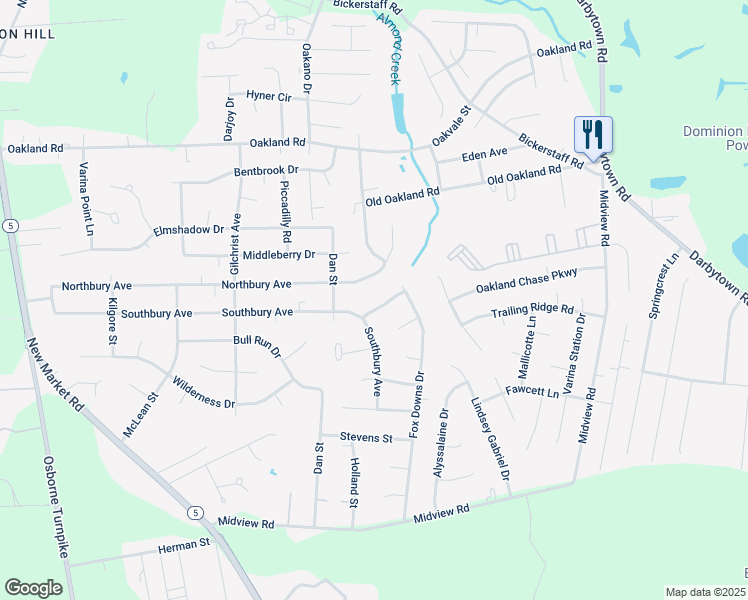 map of restaurants, bars, coffee shops, grocery stores, and more near 1710 Winesap Drive in Henrico