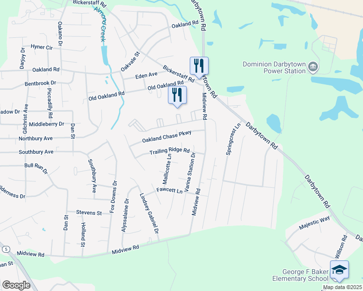 map of restaurants, bars, coffee shops, grocery stores, and more near 6298 Champagne Way in Henrico