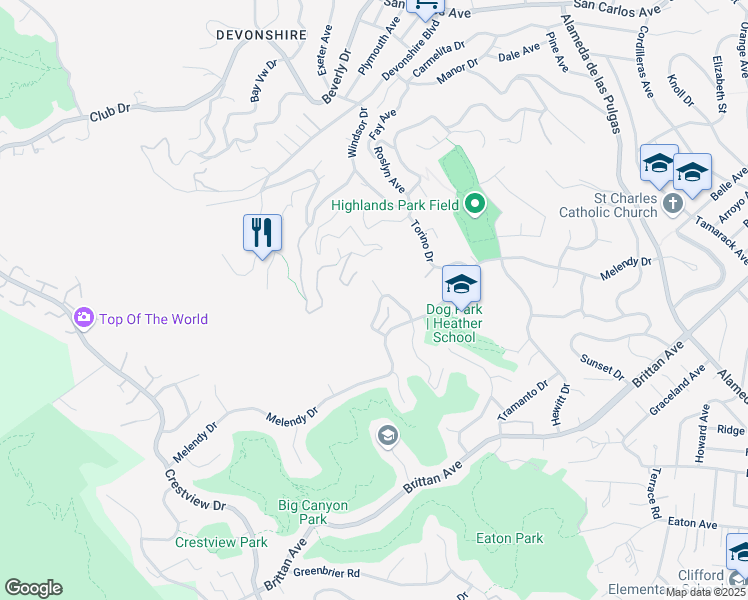 map of restaurants, bars, coffee shops, grocery stores, and more near 2 Portofino Court in San Carlos