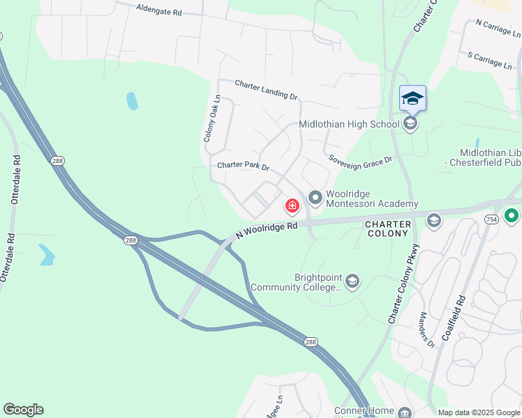 map of restaurants, bars, coffee shops, grocery stores, and more near 14001 Briars Circle in Midlothian