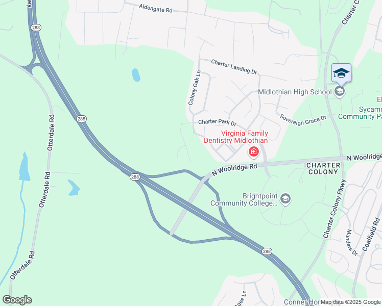 map of restaurants, bars, coffee shops, grocery stores, and more near 1119 Ashton Village Lane in Midlothian