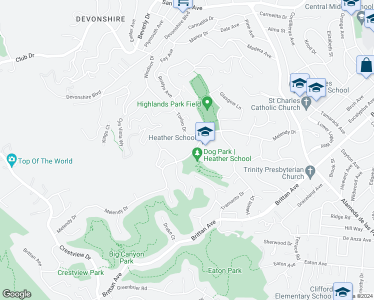 map of restaurants, bars, coffee shops, grocery stores, and more near 7 Torino Lane in San Carlos