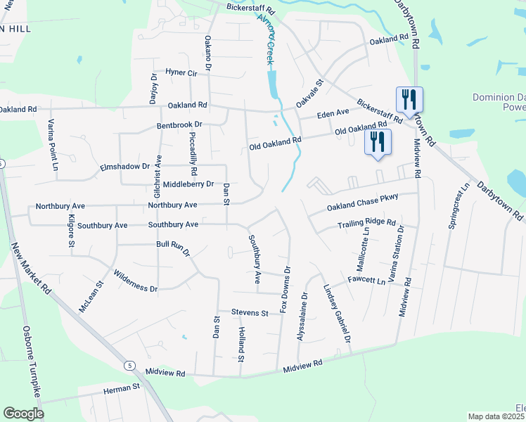 map of restaurants, bars, coffee shops, grocery stores, and more near 1718 Winesap Drive in Richmond