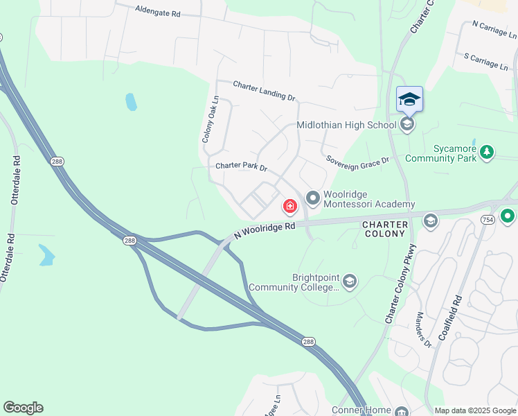 map of restaurants, bars, coffee shops, grocery stores, and more near 14001 Briars Circle in Midlothian