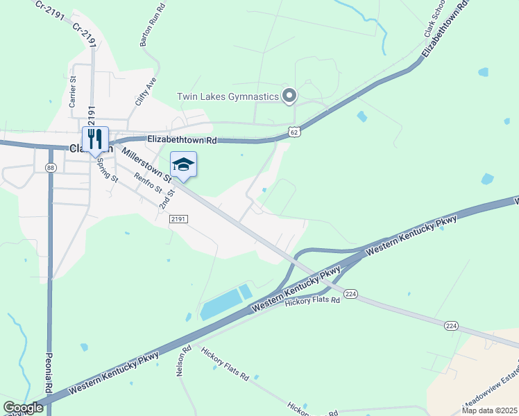 map of restaurants, bars, coffee shops, grocery stores, and more near 515 Bonita Street in Clarkson