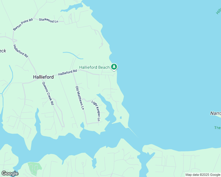 map of restaurants, bars, coffee shops, grocery stores, and more near Cow Neck Boulevard in Mathews County