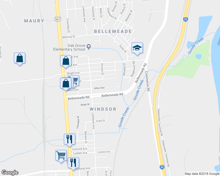map of restaurants, bars, coffee shops, grocery stores, and more near 2208 Afton Avenue in Richmond