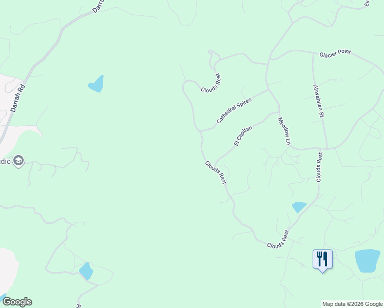 map of restaurants, bars, coffee shops, grocery stores, and more near 5635 Clouds Rest in Mariposa