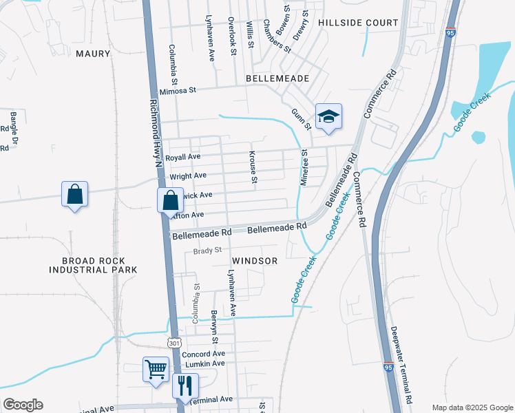 map of restaurants, bars, coffee shops, grocery stores, and more near 2310 Afton Avenue in Richmond