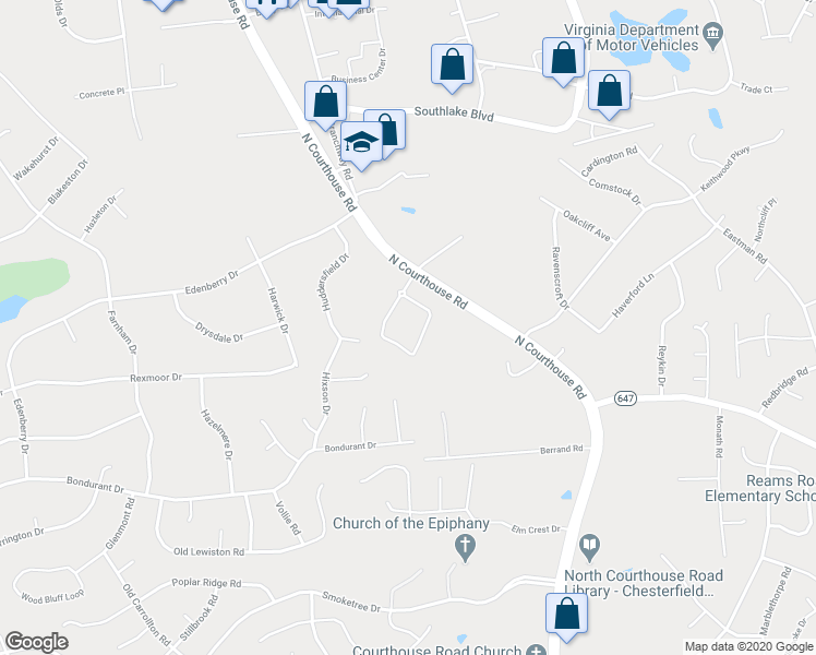 map of restaurants, bars, coffee shops, grocery stores, and more near 220 North Courthouse Road in Richmond