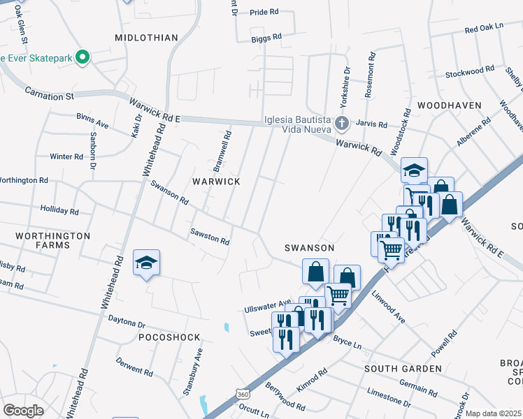 map of restaurants, bars, coffee shops, grocery stores, and more near 1042 Kingsway Road in Richmond