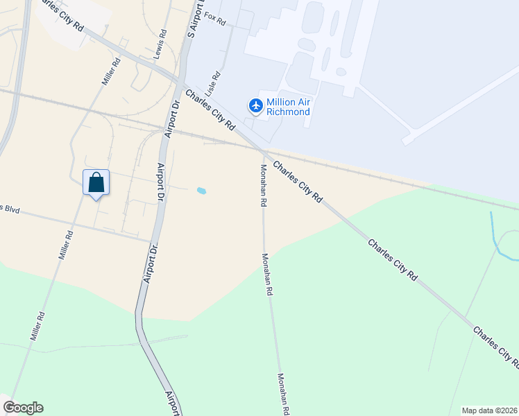 map of restaurants, bars, coffee shops, grocery stores, and more near 6291 Monahan Road in Richmond