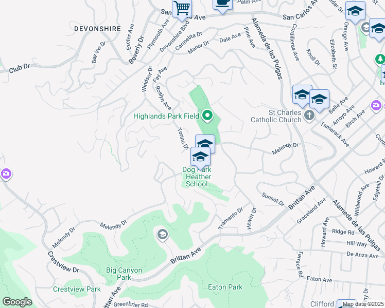 map of restaurants, bars, coffee shops, grocery stores, and more near in San Carlos