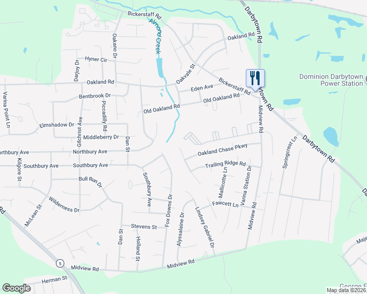 map of restaurants, bars, coffee shops, grocery stores, and more near 6305 Oakland Chase Place in Richmond