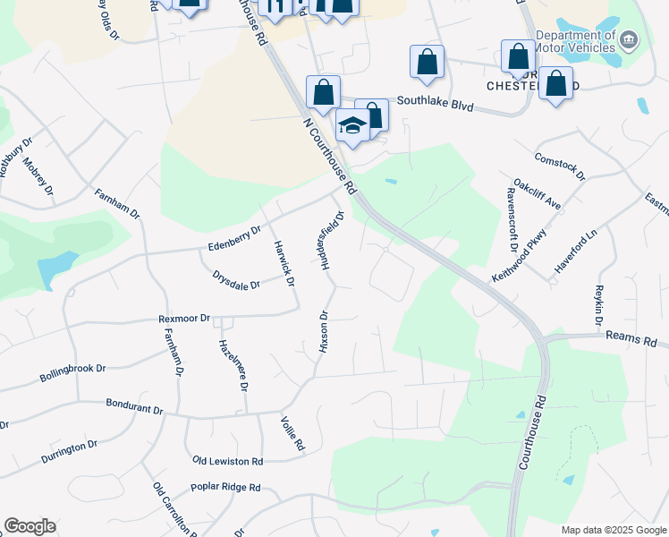 map of restaurants, bars, coffee shops, grocery stores, and more near 119 Huddersfield Drive in Richmond