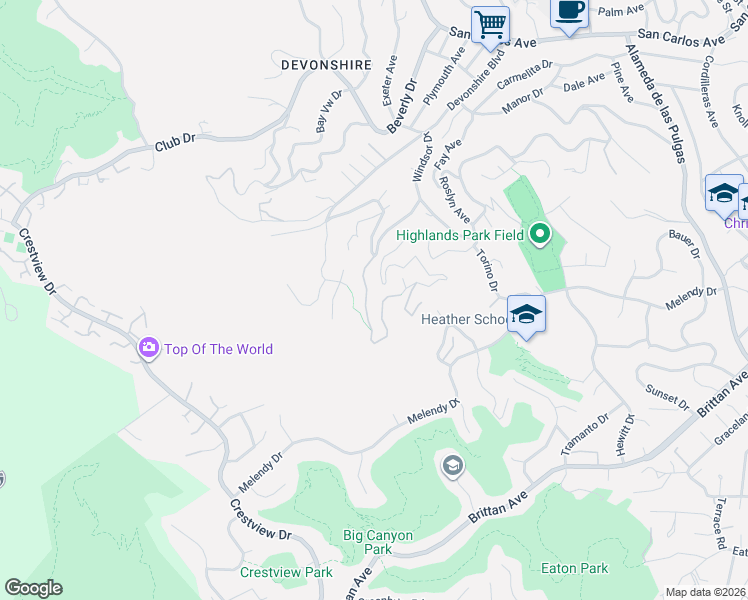 map of restaurants, bars, coffee shops, grocery stores, and more near 164 Winding Way in San Carlos