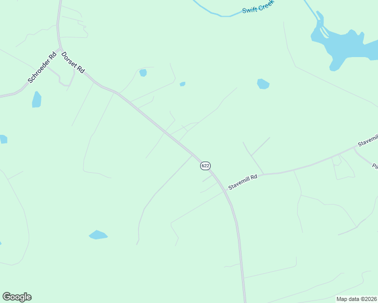 map of restaurants, bars, coffee shops, grocery stores, and more near 1395 Dorset Road in Powhatan