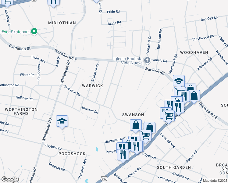 map of restaurants, bars, coffee shops, grocery stores, and more near 1018 Kingsway Road in Richmond