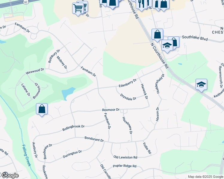 map of restaurants, bars, coffee shops, grocery stores, and more near 11651 Drysdale Drive in Chesterfield County
