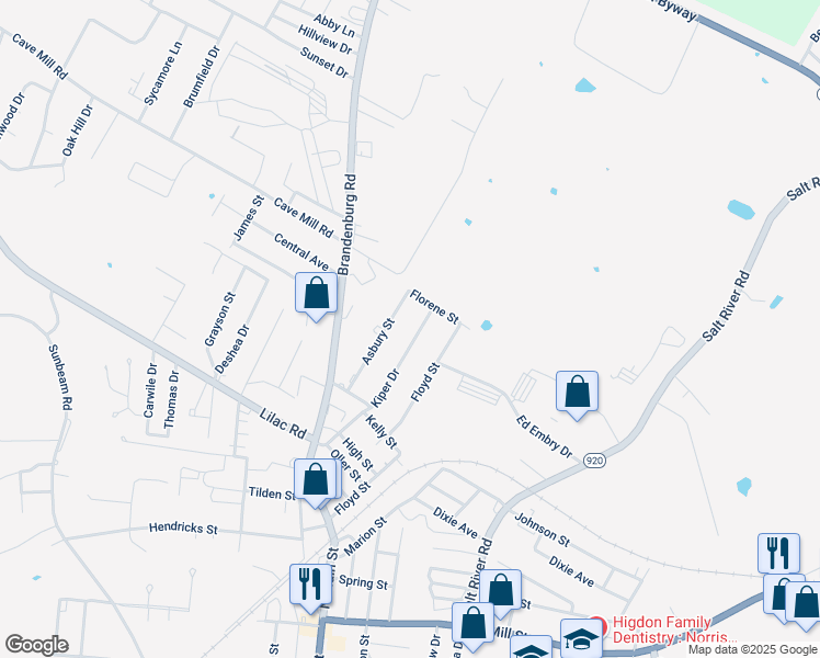 map of restaurants, bars, coffee shops, grocery stores, and more near 1300-1332 Kiper Dr in Leitchfield