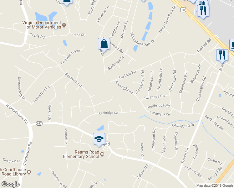 map of restaurants, bars, coffee shops, grocery stores, and more near 10103 Natural Bridge Road in Richmond