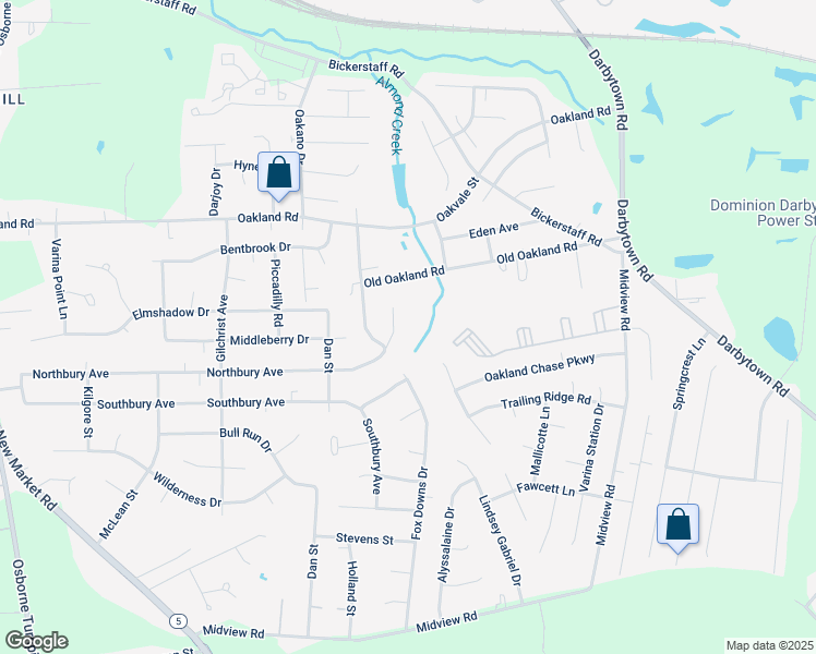 map of restaurants, bars, coffee shops, grocery stores, and more near 6713 Northbury Court in Henrico