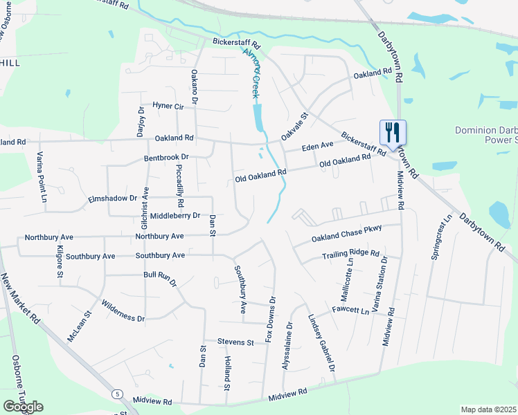map of restaurants, bars, coffee shops, grocery stores, and more near 6713 Northbury Court in Henrico