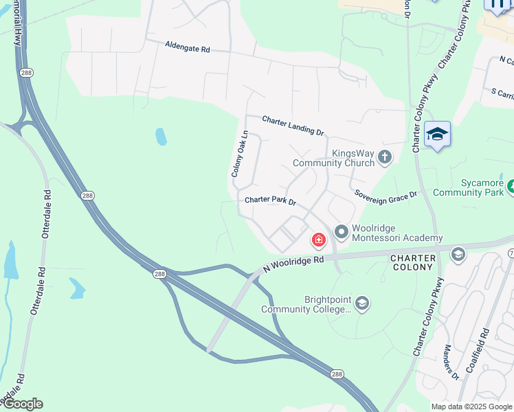 map of restaurants, bars, coffee shops, grocery stores, and more near 1001 Briars Court in Midlothian